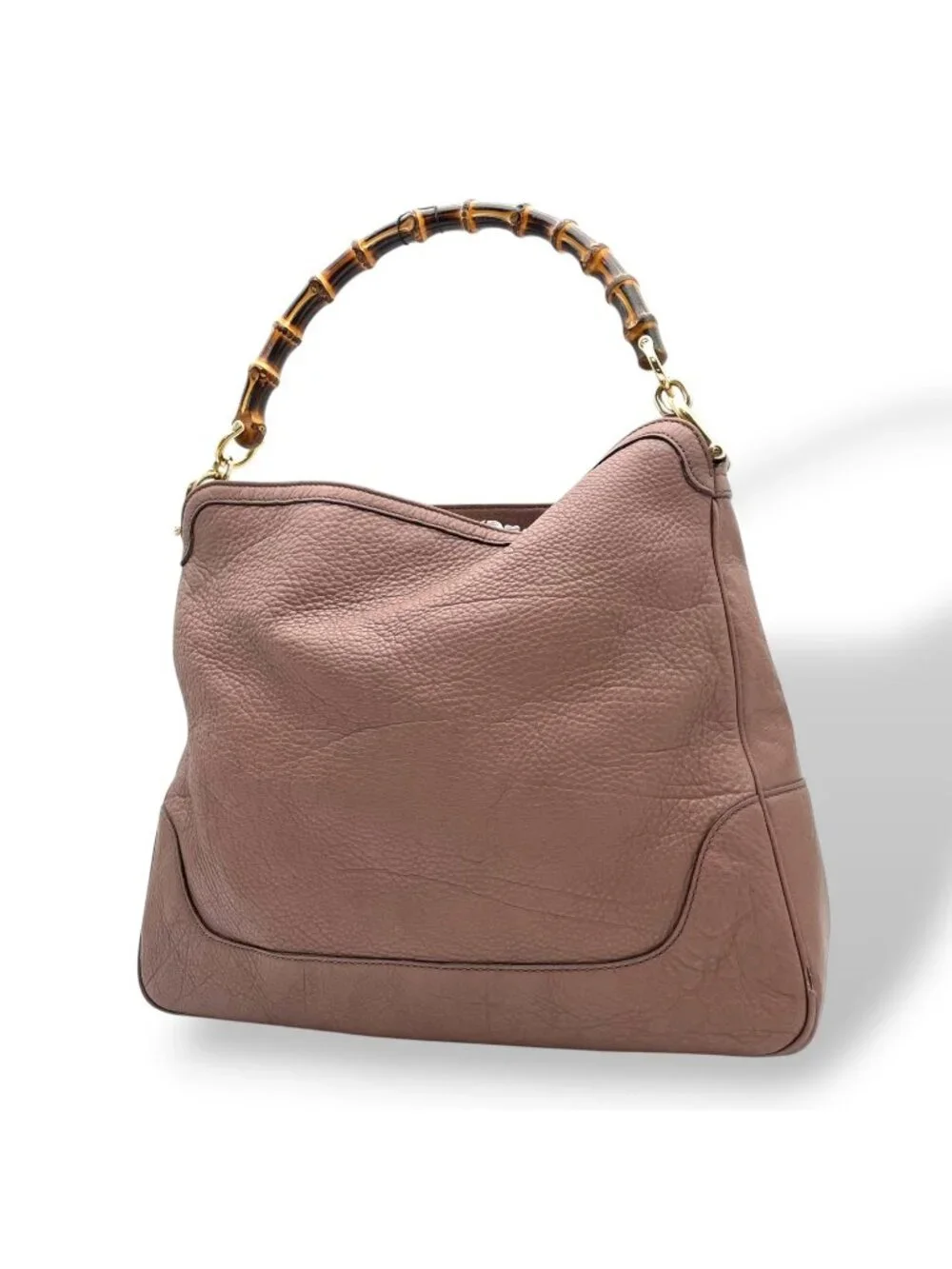 Gucci Bamboo Tote Handle Leather Pink Gold Classic Going Out Everyday Use Daily